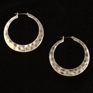 Hammered Sterling Silver Hoop Earrings